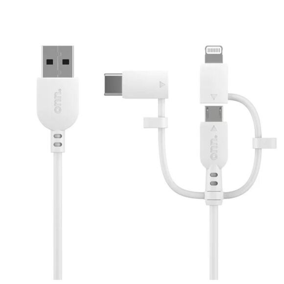 onn. 3' Tri-Tip to USB Cable, Lightning/Type C/Micro USB Cable + Power Adapter - Picture 1 of 8